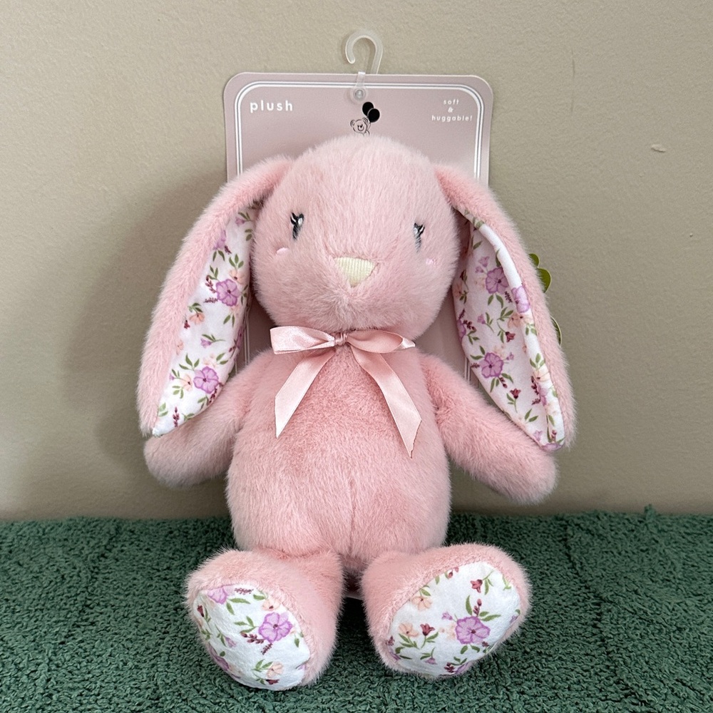 Carried Away Plush Bunny Pink & Purple Floral Easter NEW!